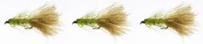 3 Wooly Bugger Olive Streamers Size 8 Trout & Pike Streamer Flies