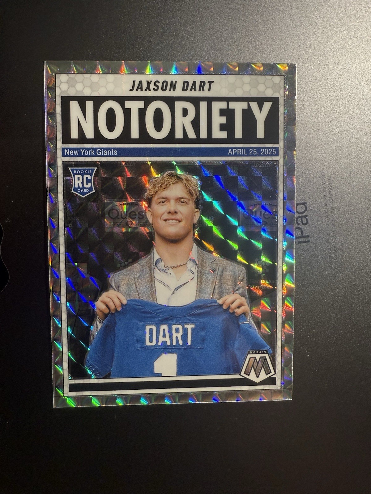 2025 Panini Mosaic Notoriety #11 Jaxson Dart (RC) Silver Mosaic Prizm