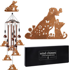 Cat Dog Wind Chimes for outside - Dog Cat Lover Gifts for Women, Pet Memorial W