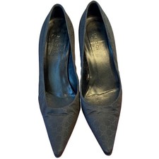 Vintage Gucci Womens 5 B Black Monogram Grosgrain Pointy Heels Classic Cocktail
