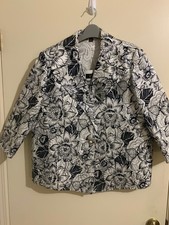 KASPER Women's BLAZER Black White Floural SINGLE BUTTON FRONT 16W