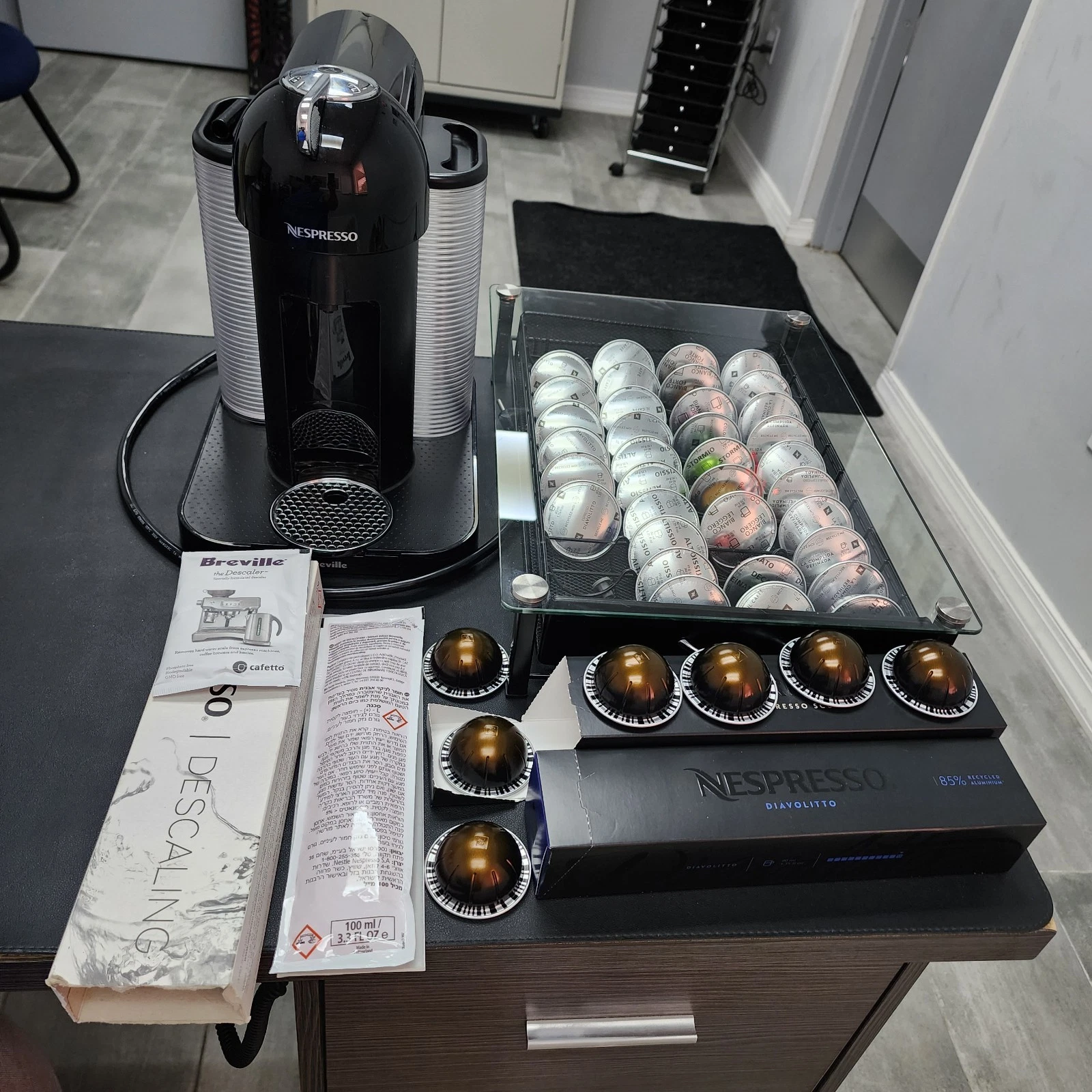 Nespresso VertuoLine Espresso Maker Pod, Stand and Descaling Set