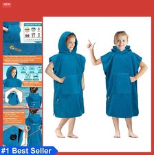 Kids Hooded Poncho Changing Robe Beach Towel Microfiber 36.5 Inch With Pocket
