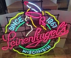 Leinenkugels Beer Indian Princess Bottle Cap Wisconsin Neon Light Up Sign VTG