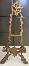 Vintage Ornate Brass Tabletop Easel Art Display Picture Photo Stand