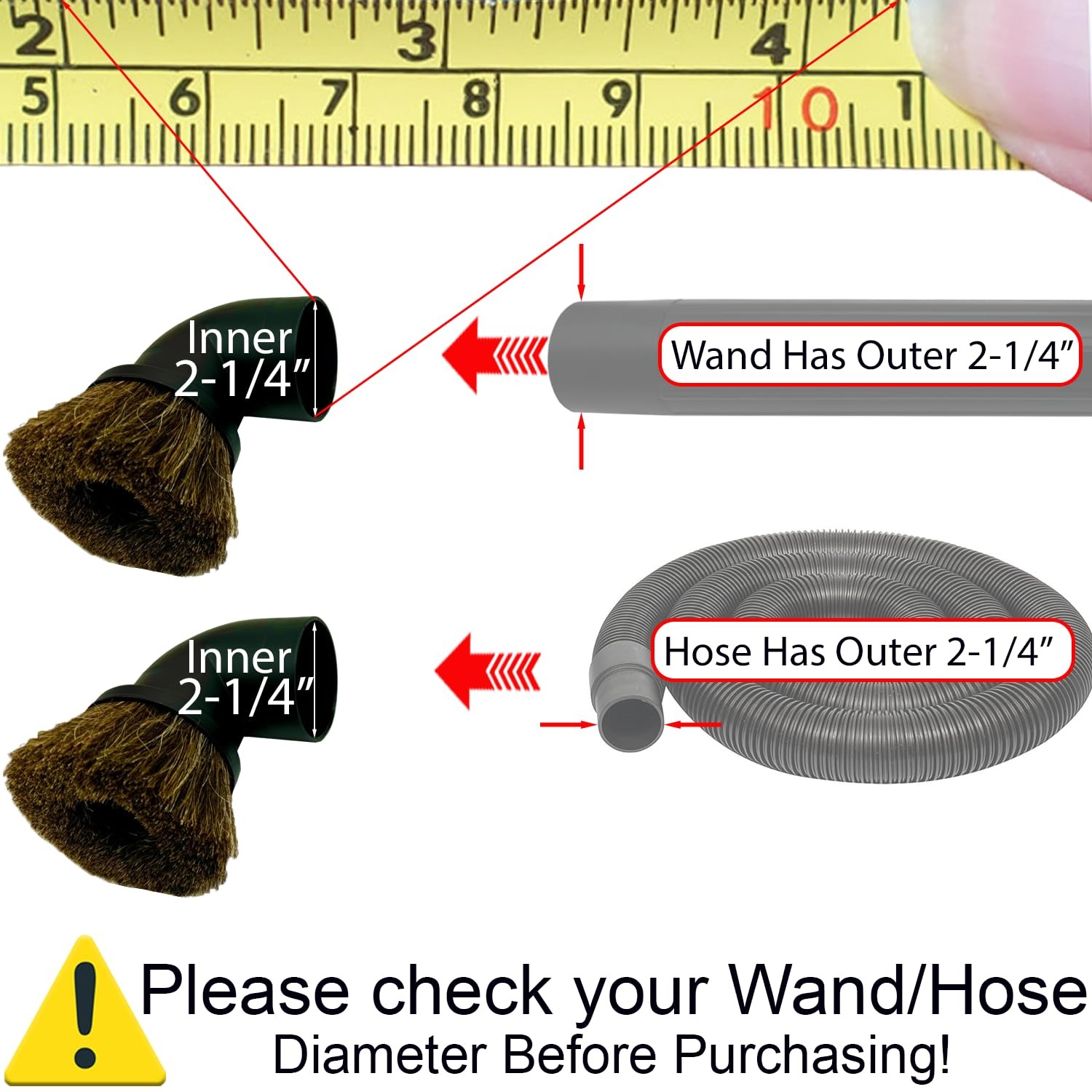 Round Dusting Brush Tool Attachment for Shop Vacs 2 1/2 Inch Wet/Dry Vacuum H...