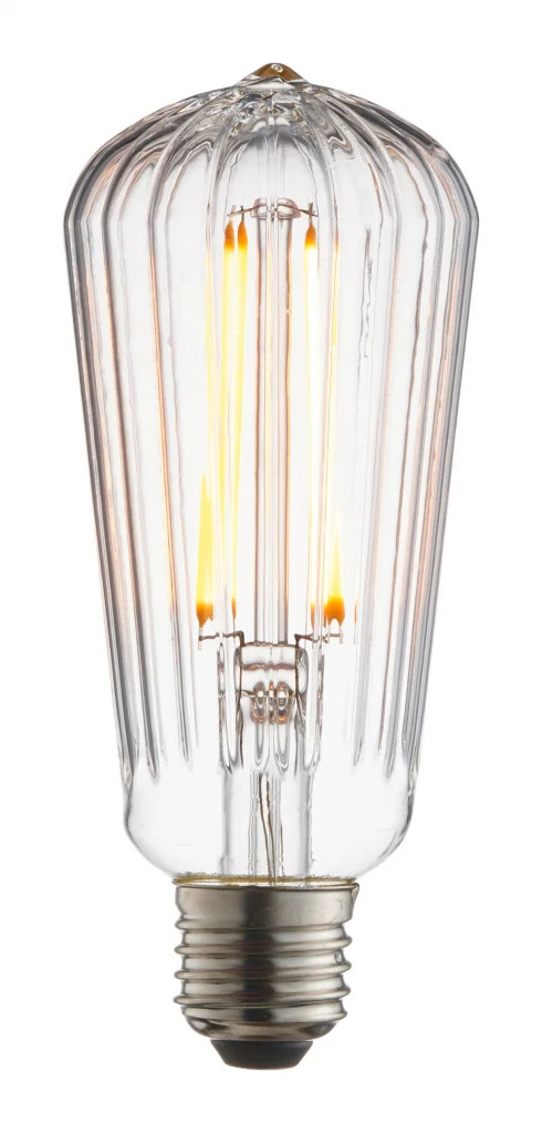 Clear 4w Filament ST64 LED 2200K E27 Non Dimmable 450lm Ribbed Endon 80180