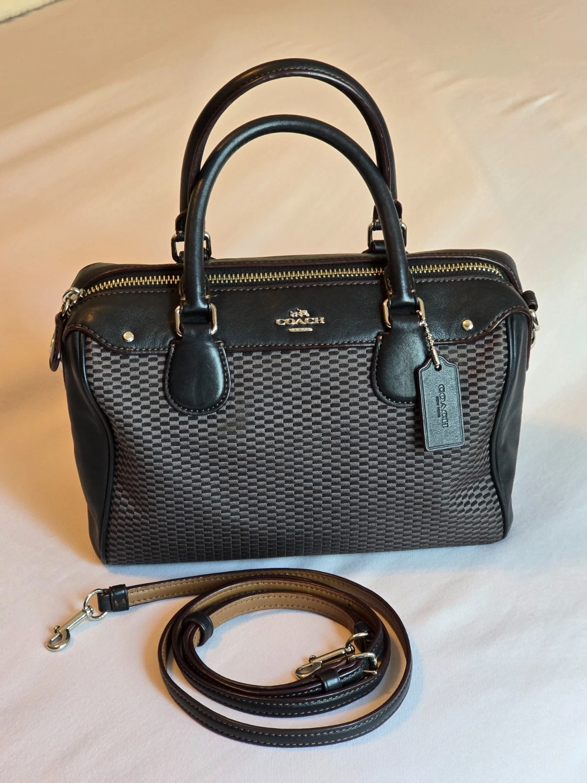 Borsa a tracolla Coach Legacy Jacquard Mini Bennett in pelle borsa nera