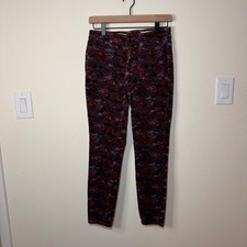 PIlcro and the Letterpress High Rise Skinny Jeans Women's 27 Red Floral Corduroy
