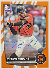 Thairo Estrada 2023 Topps Big League Auto #173 Electric Orange