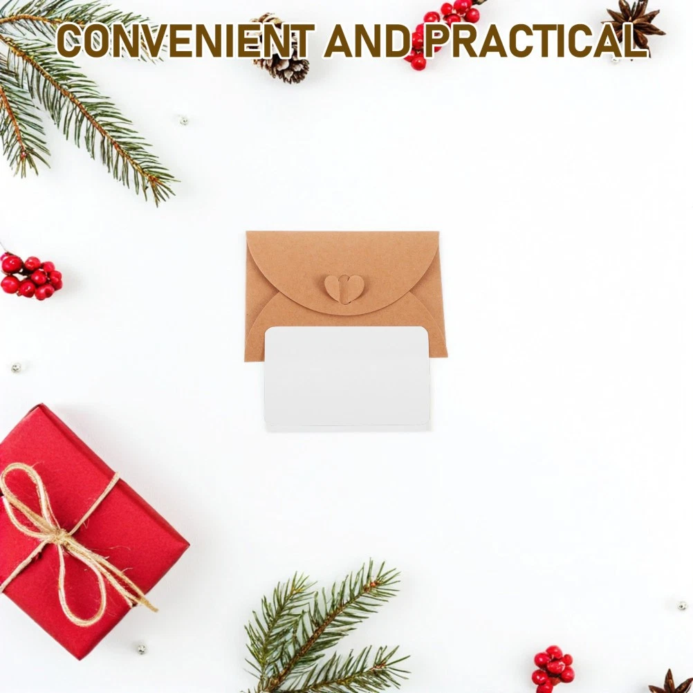 20Pcs Coffee Brown Kraft Envelopes with Blank Greeting Cards Office Use