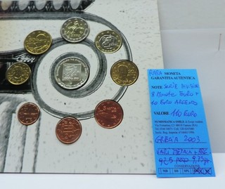 RARA SERIE DIVISIONALE DA 9 MONETE EURO GRECIA 2003 CON 10 EURO ARGENTO "FDC/BU"