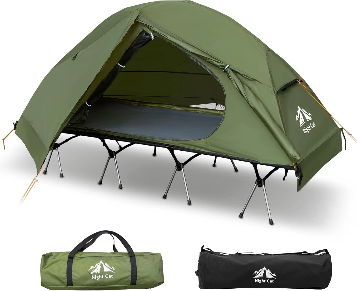 Night Cat Camping Cot Tent Waterproof 1 Person Off Ground Combo