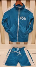 SquidGame Style Teal/blu Tracksuit Costume Youth XS Big Kid 456 Jacket Pants Set