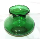 Vintage Anchor Hocking Forest Green ruffled edge vase 3.5" tall