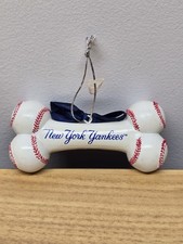 Vintage New York Yankees White Bone Shaped Tree Ornament
