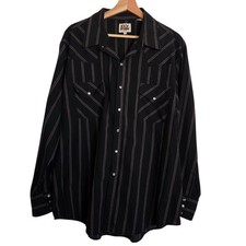 ELY Cattleman Vintage Striped Western Southwestern Retro Pearl Snap Shirt XL