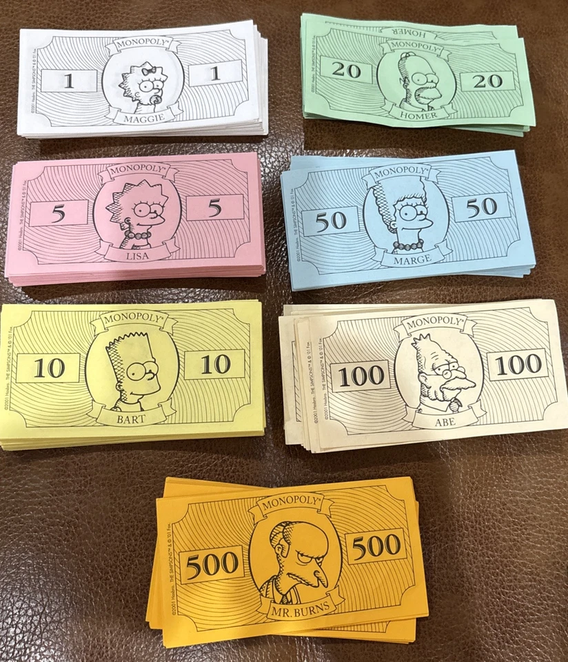 Monopoly 2001 The Simpsons Replacement 28 Title Deed Cards Money & Cards EUC - Image 4 of 4