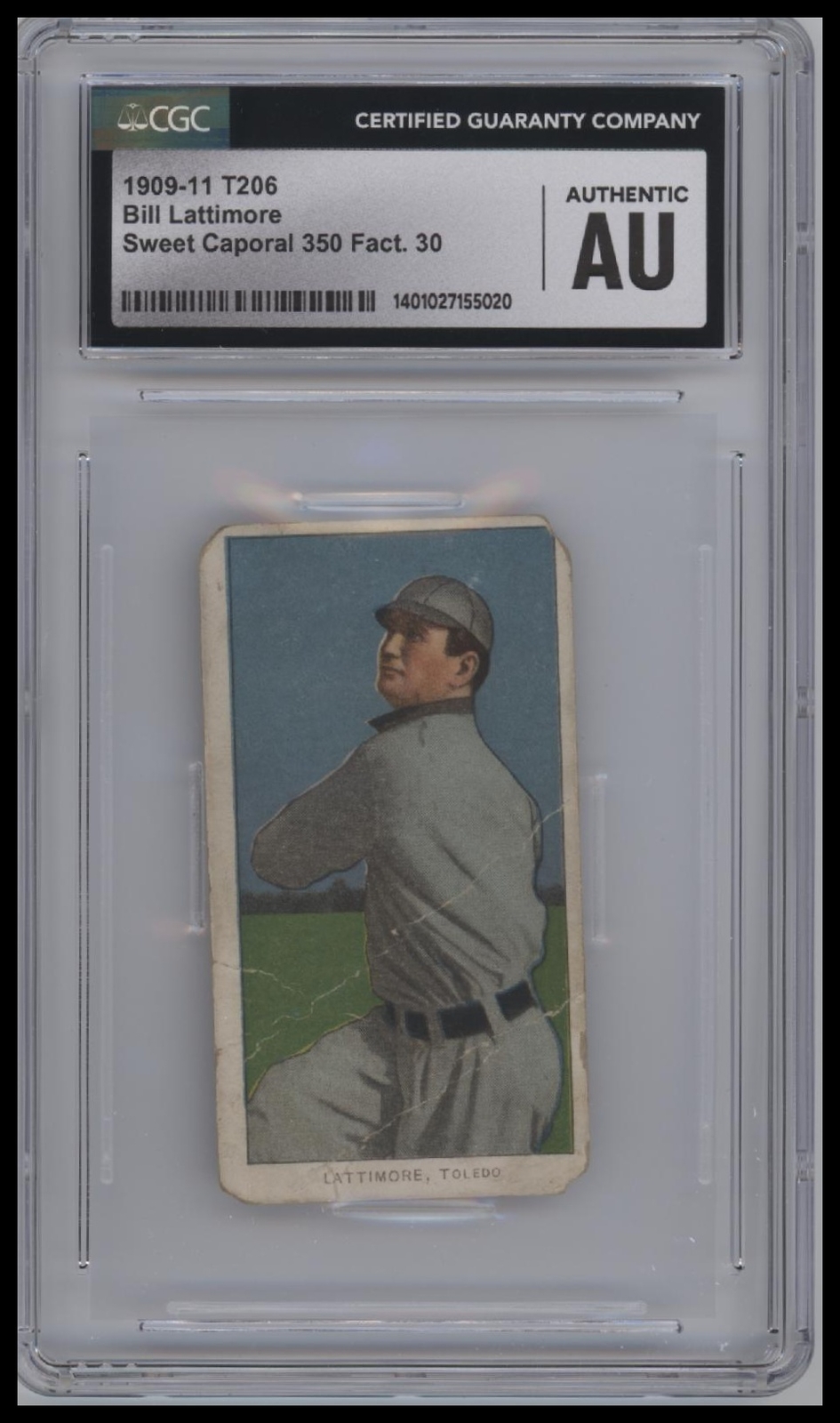 1909-11 American Tobacco Company T206 White Border Bill Lattimore CGC Authentic
