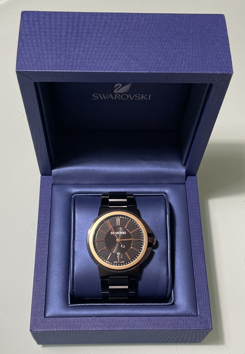 SWAROVSKI ブラック ゴールド 腕時計 Swarovski Mens Watch Piazza Grande - Black/Rose Gold | eBay