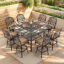9 PC Large Outdoor High Dining Set Cast Alumi...