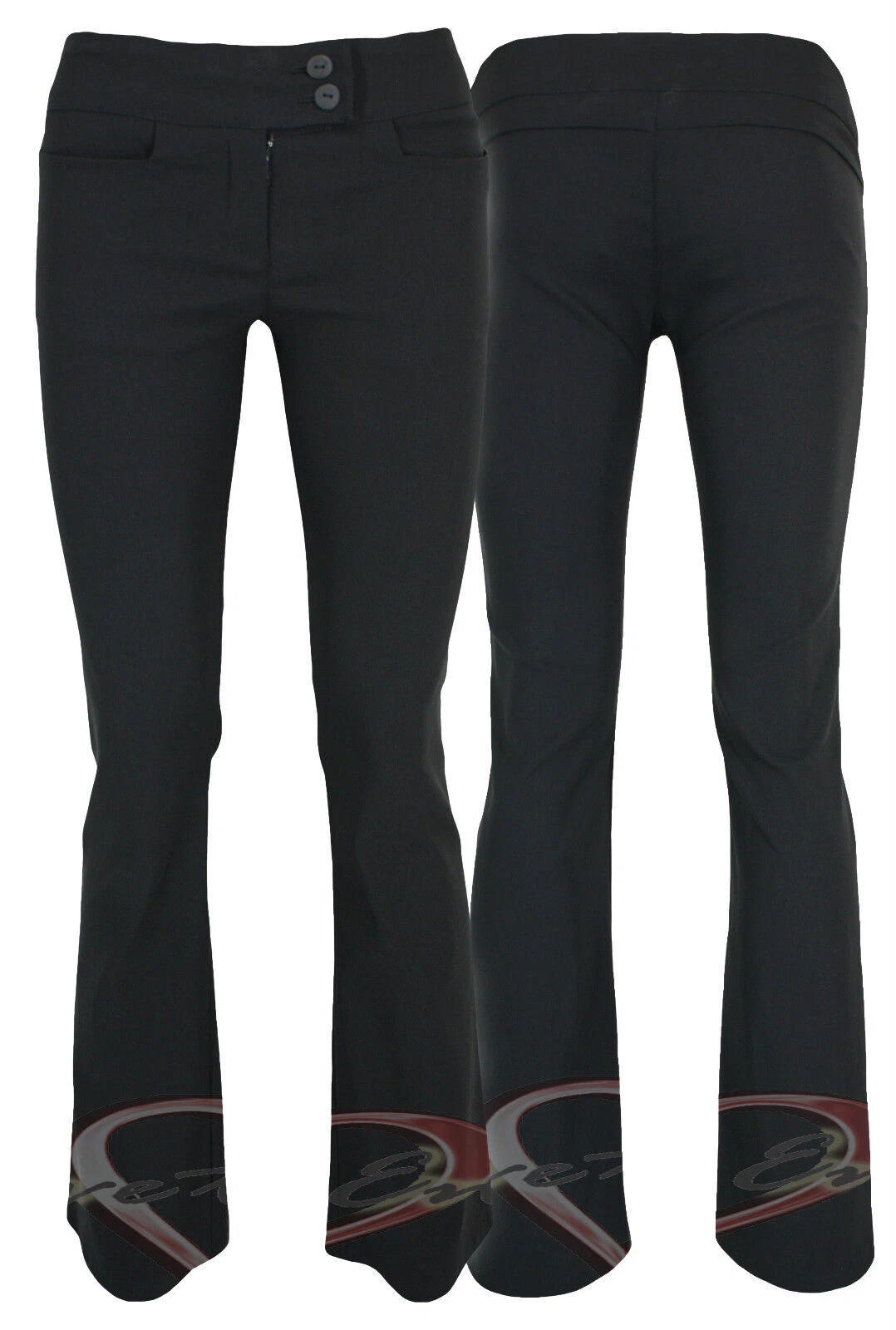 GIRLS SCHOOL WORK TROUSERS QUALITY BLACK STRETCH BOOT CUT 6-16 & 3 LEG LENGTHS.
