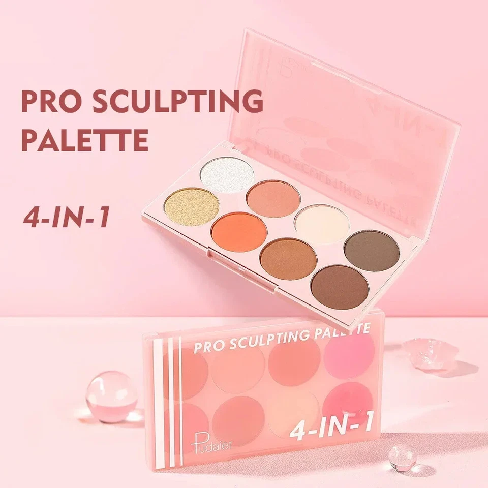 4 in 1 Palette 8 Color Blusher Rouge Highlighter Nude Eyeshadow Contour Pallete - Image 2 of 4