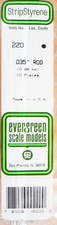 Evergreen Styrene #220 (14" Styrene Rod -- .035" .09mm Dia.) (10pcs in pkg)