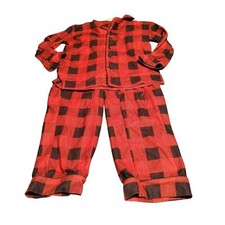 Wondershop Youth Size 6 Red  Black Buffalo Plaid Flannel Pajama Top Pants FLAW
