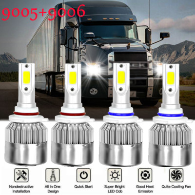 For MACK Vision CX CXN Truck 1998-2015 LED 9005+9006 Headlight Hi / Lo Beam 4PCS