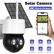 Solar Battery Powered Wireless WiFi Outdoor Pan/Tilt Home Security Camera System