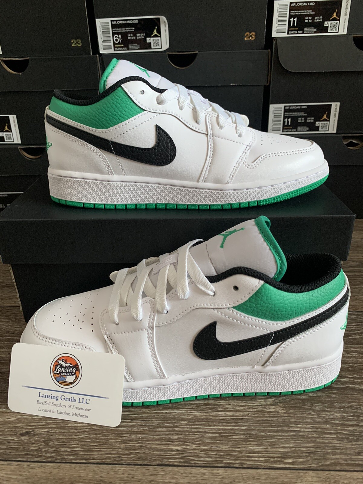 Air Jordan 1 Low GS Lucky Green White Size 4.5Y-6Y 553560-129 NEW FAST SHIP  - Shopping.com