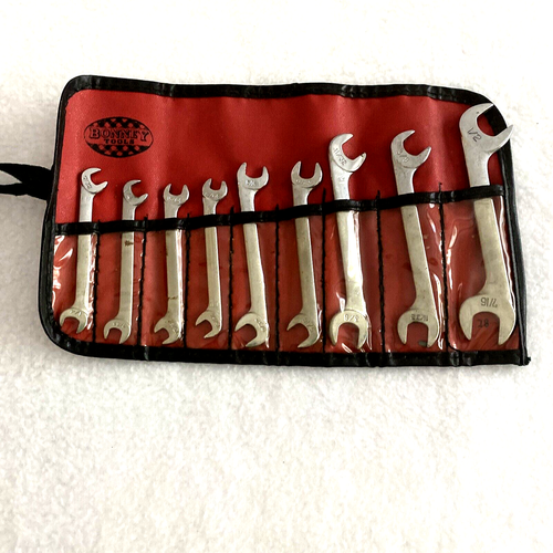 VINTAGE BONNEY 9 PIECE WRENCH SET WITH ROLL POUCH TO 1 eBay
