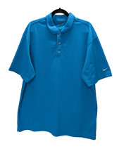 Nike Dri Fit Mens Blue Short Sleeve Performance Athletic Golf Polo Shirt Size XL