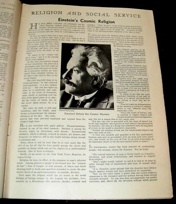 ALBERT EINSTEIN 1930 HIS COSMIC RELIGION FEATURE: SCIENCE & ETHICAL BEHAVIOR