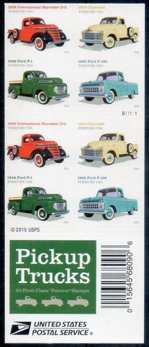 2016 STATI UNITI PICKUP TRUCKS LIBRETTO 20 FRANCOBOLLI FOREVER (NUOVO) - 第 1/2 張圖片