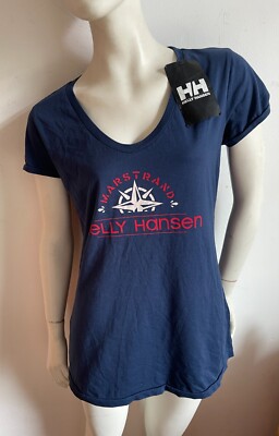 Helly Hansen T-Shirt Womens Shirt Short Sleeve Crew Neck Logo Navy Blue/Navy NEW M
