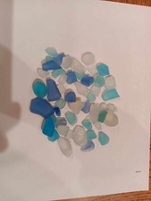 Beach Sea Glass Approx 5 oz blues and white