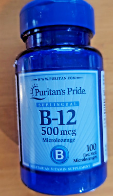 Vitamin B-12 500 mcg Sublingual 100 Micro-lozenges exp. 05/27 Free Shipping