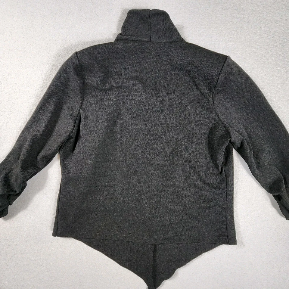 Blazer feminino Hybrid & Company jaqueta frontal aberta média preta manga franzida - Imagem 4 de 4