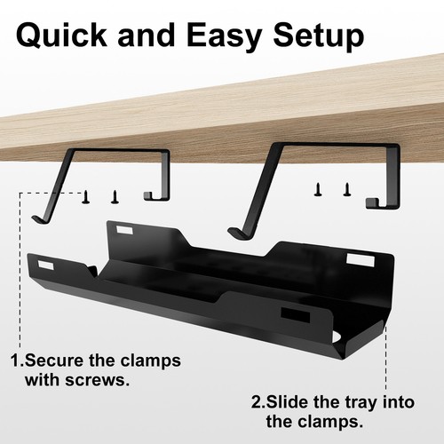 Altus Under Desk Cable Management Tray Steel Cord Organizer for Office or Home - Picture 2 of 9