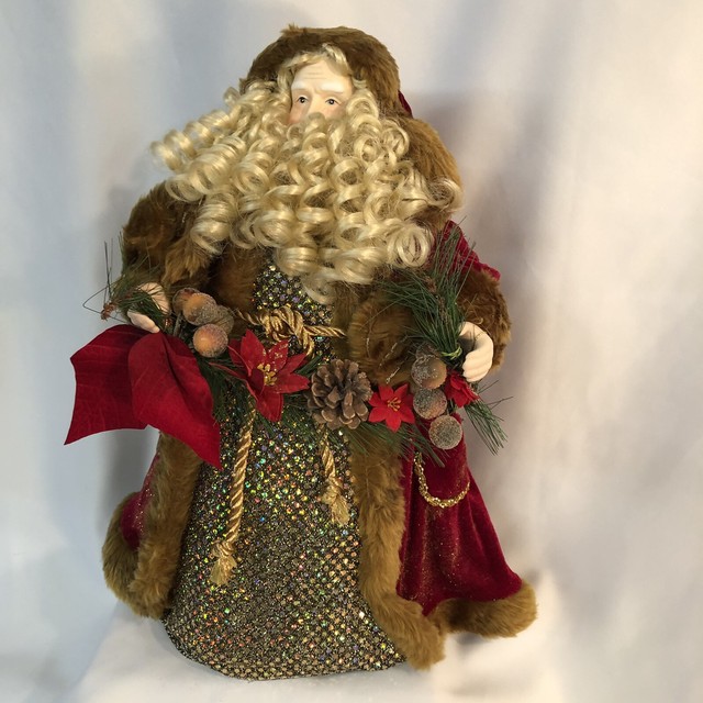 Old World Santa Christmas Tree Topper/Table Majestic Velvet 18" Holiday