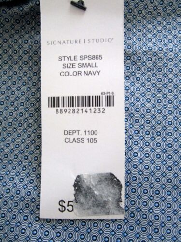Signature Studio Men Small Button Shirt Modern Fit Short Sleeve Blue Paisley NEW - Picture 2 of 6