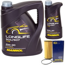 Motoröl Set MANNOL 5W30 Longlife 6 Liter + Ölfilter für Audi A3 Seat Skoda VW