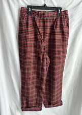 Vintage Pendleton Classic Red Green Plaid 100 Virgin Wool Pants Size 12