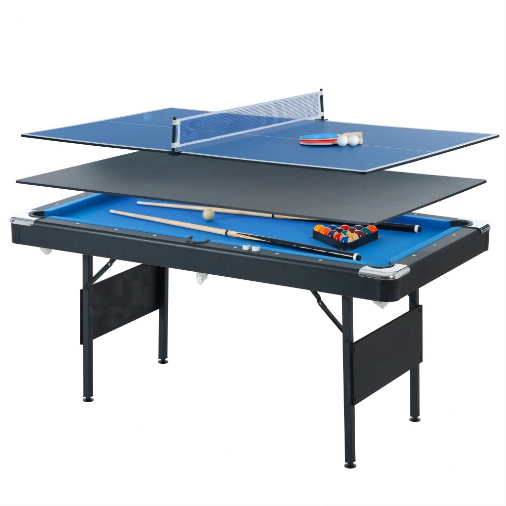 3-in-1 game table with pool, billiards, and table tennis for multi-game fun