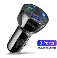 Cargador de coche rapido de 3 puertos USB QC 3.0 para telefono celular Smart US