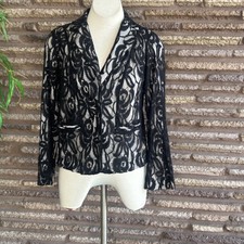 Fever Black Over Lace Fitted Blazer Jacket Size Small