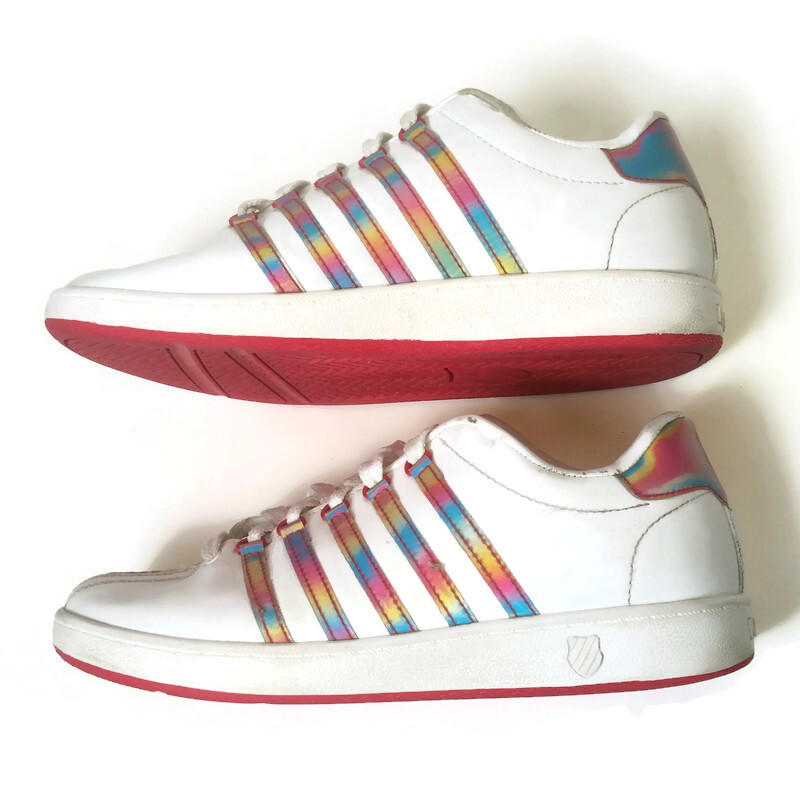 K Swiss Classic Vn Varsity Low White Rainbow Stripe Shoes Mens