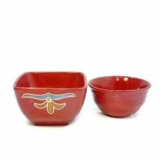 Ceramic Plates Set of 2 Square & Round Dip Sauce Bowl Dish Serveware Home Décor 